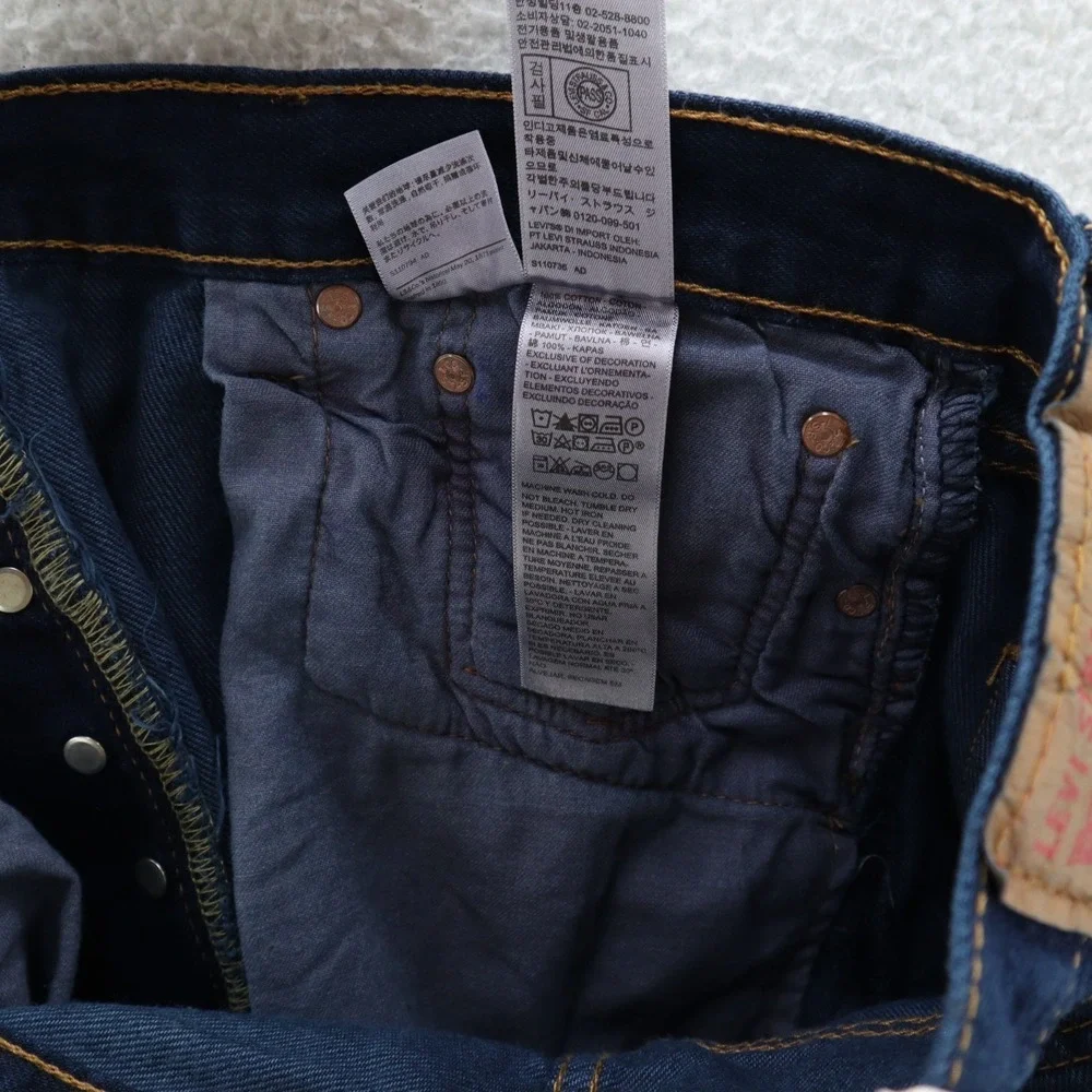 Levis 501 Jeans Men's 36x34 Navy Blue Original Button Fly Denim Grunge 90s Y2K